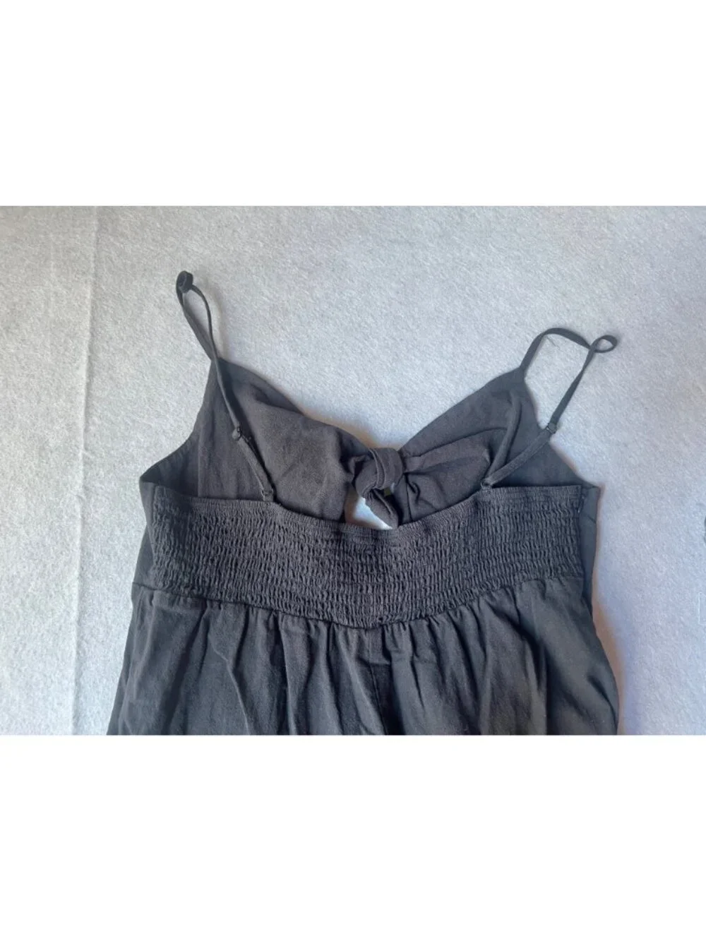 Shein Jumpsuit Womens L Black Cotton Adjustable Straps Elasticized Back Wide Leg - Picture 3 of 6